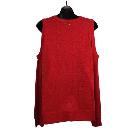 Michael Kors Women's Red Cold Shoulder Top Sweater Size XL NWT - Picture 2 of 10